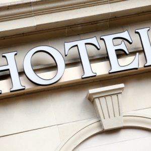 Hotel entrance sign