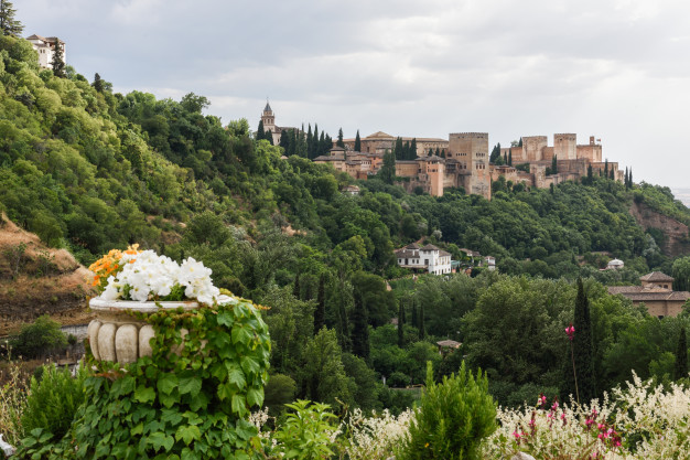 berühmte ansicht der alhambra palast granada sacromonte viertel 1139 1199