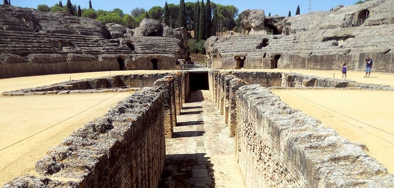 Amphitheatre of the ruins of Italica in Seville