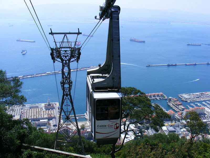 climbing to the rock of gibraltar by cable car